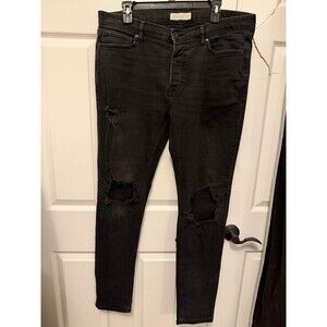 Topman Black Distressed Stretch Skinny Jeans Men’s 36x34